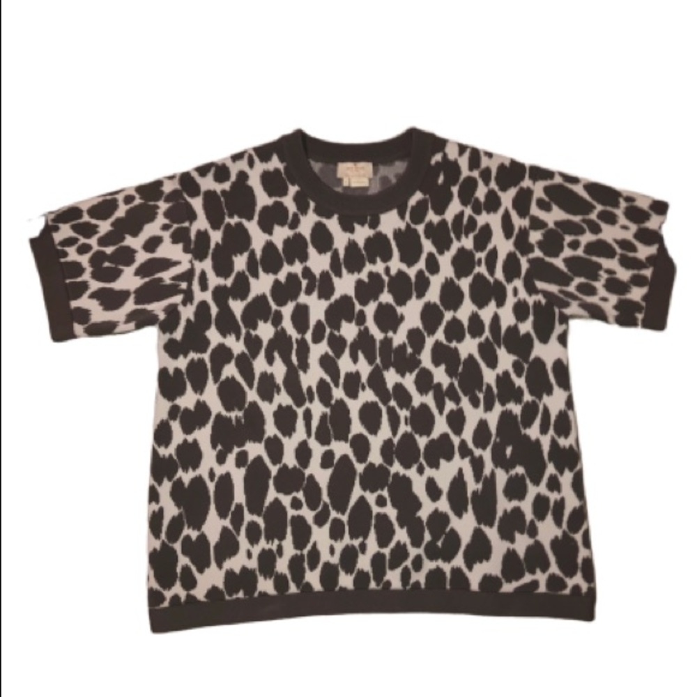 Kate Spade Leopard Print Jacquard Short Sleeve Top